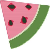 Watermelon Slice Icon In Red And Green Color. vector