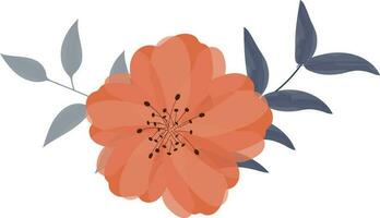 Flat Style Flower With Leaves Icon. vector