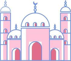 Flat Style Mosque Element In Red And White Color. vector