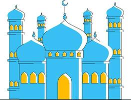 Flat Style Mosque Element In Blue And Yellow Color. vector