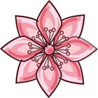 Flat Style Flower Element In Pink Color. vector