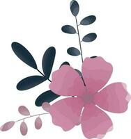 flor con hojas icono en rosado y verde azulado color. vector