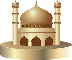 3D Golden Mosque Over Podium Or Stage Illustration. vector