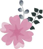 Flower With Leaves Icon In Pink And Teal Color. vector