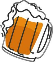 plano estilo cerveza jarra elemento en naranja y blanco color. vector