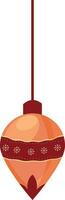 Isolated Bauble Hang Element In Orange And Red Color. vector