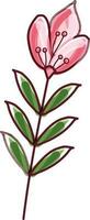 Flower Bud With Leaves Element In Pink And Green Color. vector