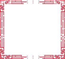 Chinese Square Border Frame In Red Linear Style With Copy Space. vector