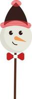 Snowman Cake Pops Or Lollipop Element In Flat Style. vector