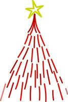 Creative Xmas Tree Made By Red Line With Star Element. vector