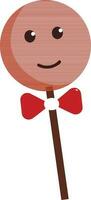 Smiley Face Lollipop Element In Red And Brown Color. vector