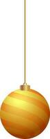 Realistic Golden Bauble Hang On White Background. vector