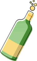 Open Champagne Bottle Element In Flat Style. vector