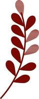 Flat Style Leaves Stem Element In Red Color. vector