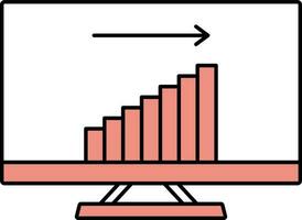 Red And White Infographic In Computer Icon Or Symbol. vector