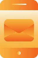 Gradient Orange Color Email In Smartphone Icon vector