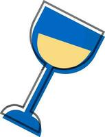 Flat Style Wineglass Element In Blue And Yellow Color. vector