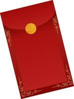 Chinese Envelope Element In Red And Golden Color. vector