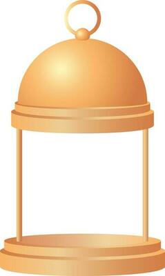 3D Golden Arabic Lantern On White Background.