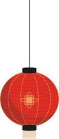 Hanging Chinese Lantern Element In Red Color. vector