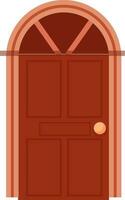 Closed Door Element In Red Color. vector