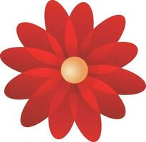 Isolated Flower Element In Red And Golden Color. vector