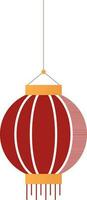 Hanging Chinese Lantern Element In Red And Orange Color. vector