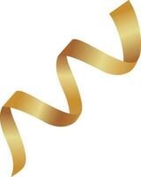 Golden Curl Ribbon Element On White Background. vector