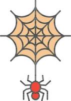 Spider web Icon In Red And Orange Color. vector