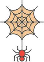 Spider web Icon In Red And Orange Color. vector