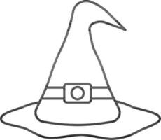 Witch Hat Icon In Thin Line Art. vector