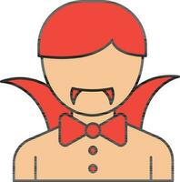 Man Vampire Icon In Red And Orange Color. vector