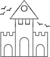 Castle Icon In Black Outline. vector