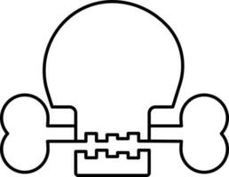 Skull And Bone Icon In Black Outline. vector