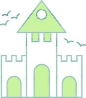 Castle Icon In Green And White Color. vector