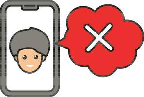 No Match Face In Smartphone Screen Colorful Icon Or Symbol. vector
