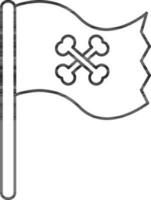 Crossbones Flag Icon In Thin Line Art. vector