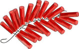 Firecracker Stripe Flat Element In Red Color. vector