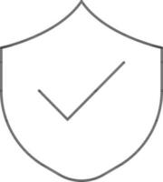 Flat Style Check Shield Icon In Black Outline. vector