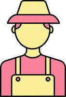 Pink And Yellow Farmer Icon Or Symbol. vector