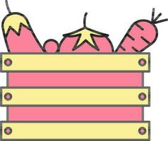 Vegetables Basket Icon In Pink And Yellow Color. vector