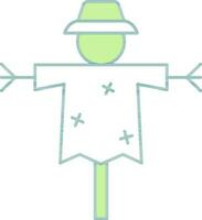 Scarecrow Icon Or Symbol In Green And White Color. vector