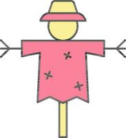 Scarecrow Icon Or Symbol In Pink And Yellow Color. vector