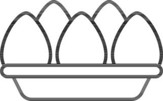 Egg Carton Icon In Black Outline. vector