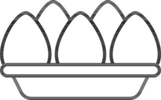 Egg Carton Icon In Black Outline. vector