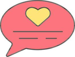 Heart Message Bubble Icon In Yellow And Red Color. vector