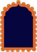 Ethnic Floral Door Or Window Element In Blue And Orange Color. vector