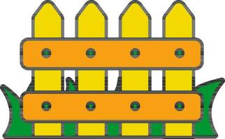 Fence Icon In Yellow And Green Color. vector