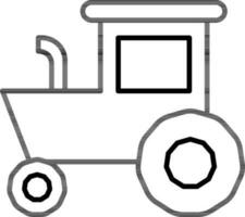 Tractor Icon In Black Line Art. vector