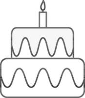 Cake Icon In Black Line Art. vector